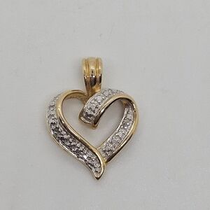 Prime Art & Jewel silver and gold tone heart shaped pendant signed PAJ BB